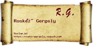 Roskó Gergely névjegykártya