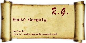Roskó Gergely névjegykártya